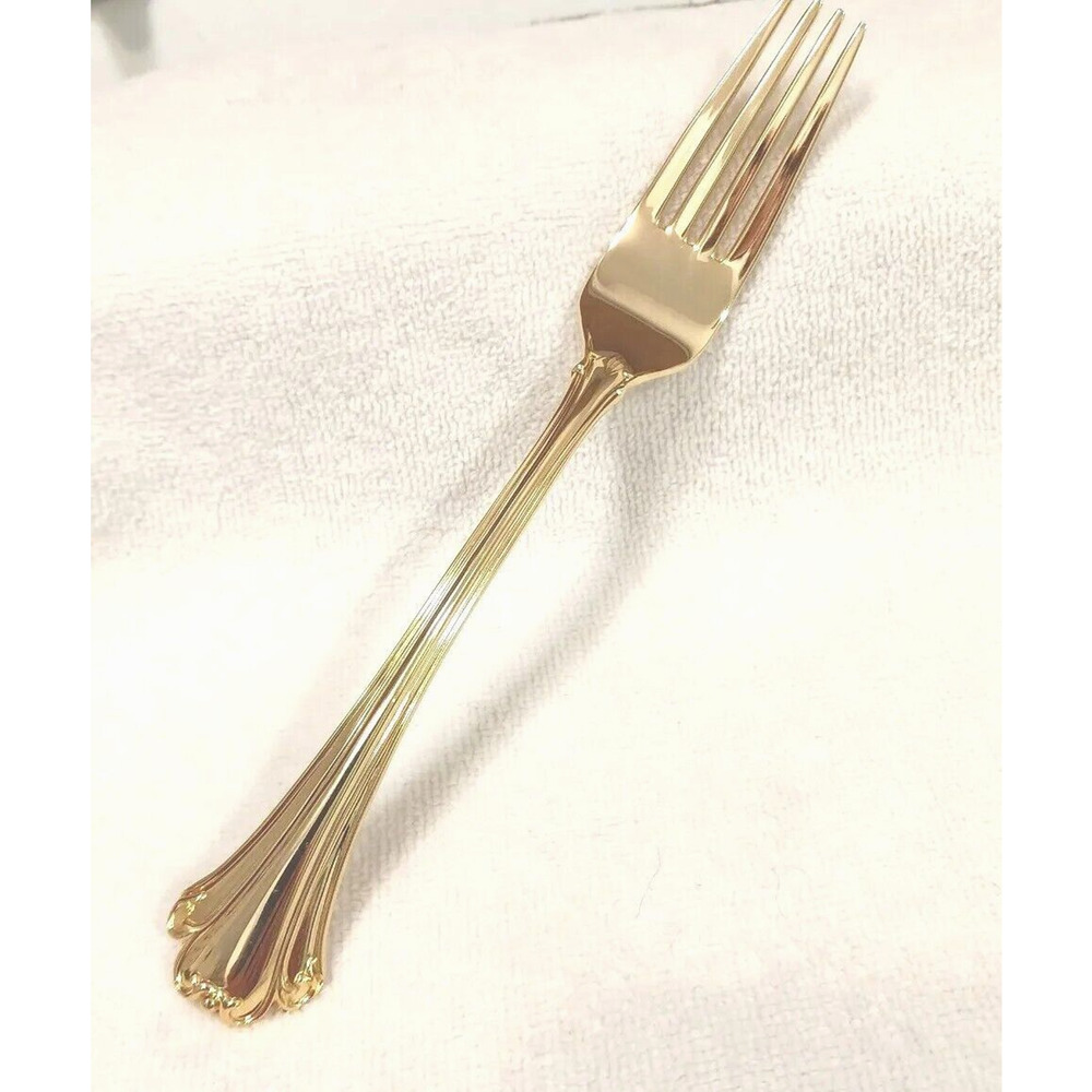 F.B. Rogers Gold DINNER FORK Chippendale‎ Gold Electroplate HOLIDAYS WEDDING